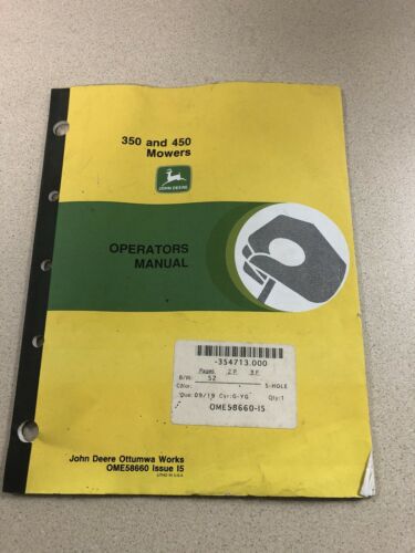 John Deere JD 350 & 450 Mowers Operators Manual *