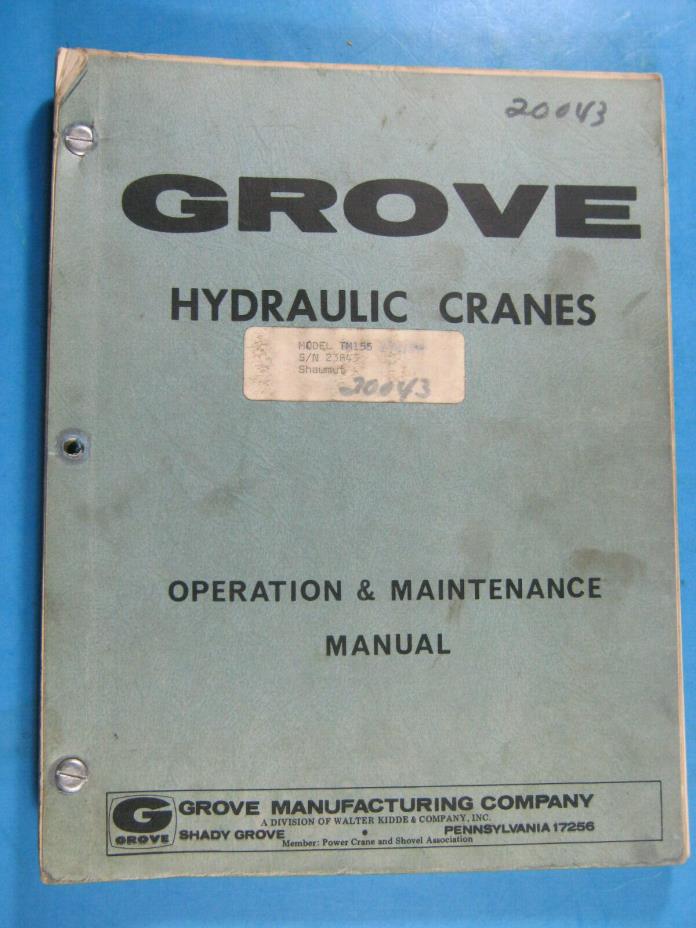 GROVE CRANE TM155 100C 180 OPERATION MAINTENANCE SERVICE MANUAL 1970 OEM