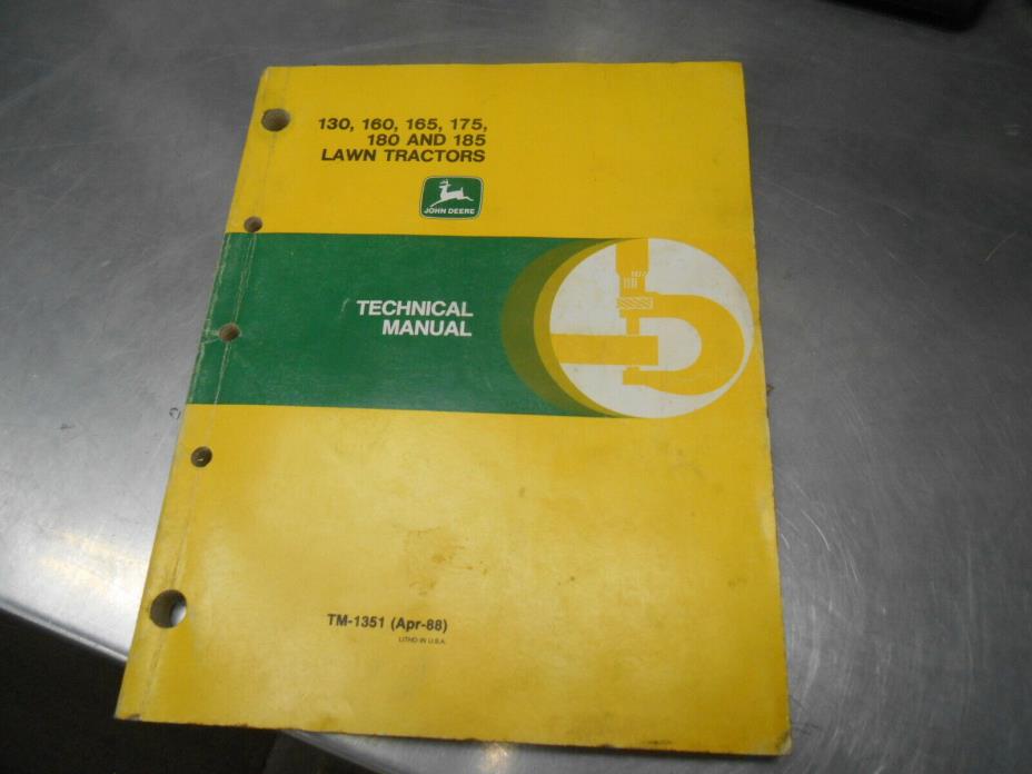 JOHN DEERE 160,165,175,180,185   L;AWN TRACTOR  TECHNICAL MANUAL  TM1351