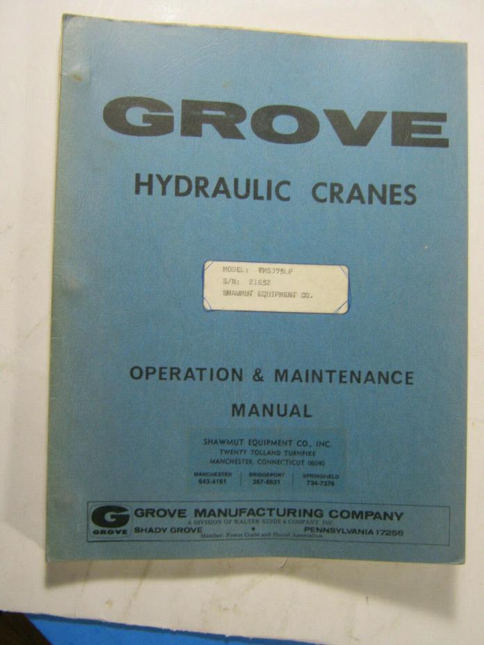 GROVE CRANE  TMS 375 LP TECHNICAL  SERVICE MANUAL 1971 OEM
