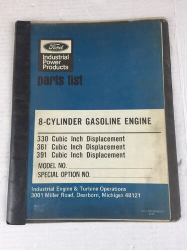 1972 FORD POWER PRODUCTS INDUSTRIAL GAS ENGINE PARTS LIST