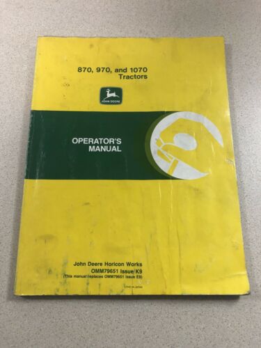 John Deere JD 870 970 1070 Tractors Operator's Manual
