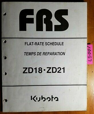Kubota ZD18 ZD21 Zero Turn Mower Flat-Rate Schedule Manual 97897-35040 3/01