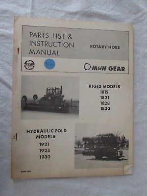 M & W Gear Rotary Hoes Rigid & Hydraulic Fold Manual 1921,25,1930,1815,28,1830