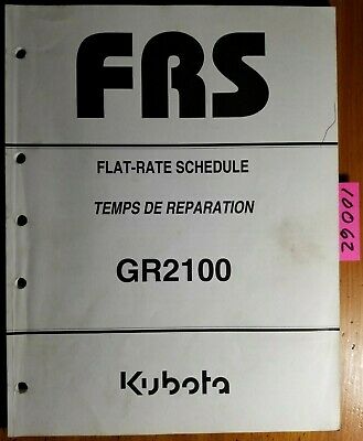 Kubota GR2100 Lawn & Garden Tractor Flat-Rate Schedule Manual 97897-35140 4/05