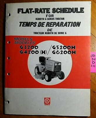 Kubota G3200 G4200(H) G5200H G6200H Tractor Flat-Rate Schedule Manual 3/86