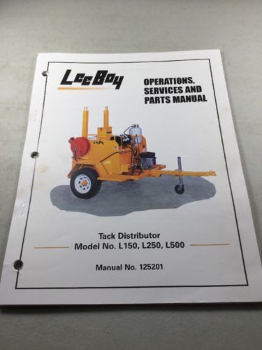 LeeBoy L150, L250, L500 Tack Distributor Operation, Service, & Parts Manual Book
