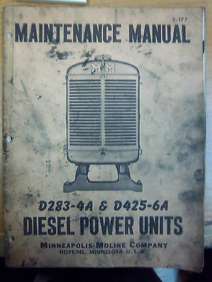 Minneapolis Moline D283-4A~D425-6A DIESEL ENGINE Power Unit Maintenance Manual