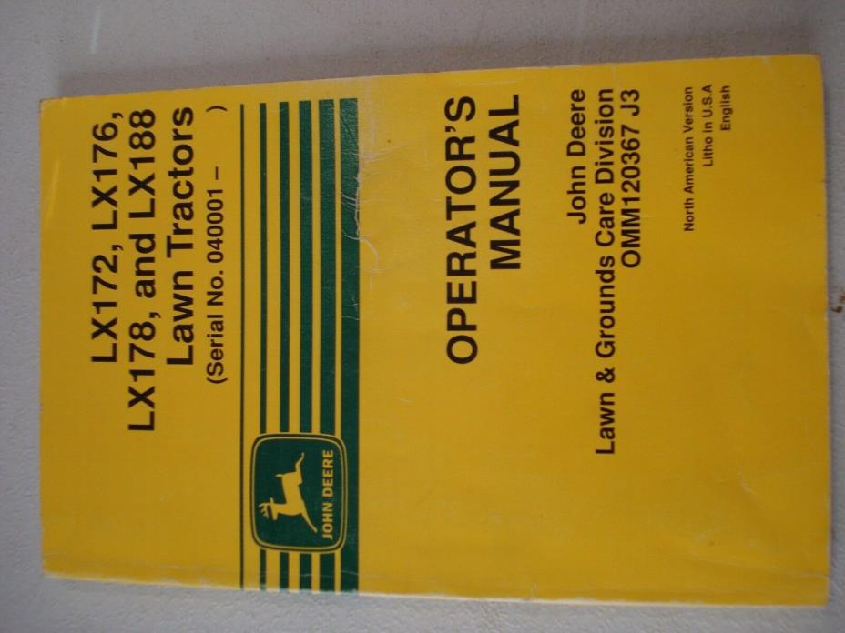 John Deere LX172,LX176,LX178 & LX188 Tractor Owner Operator Manual OMM120367