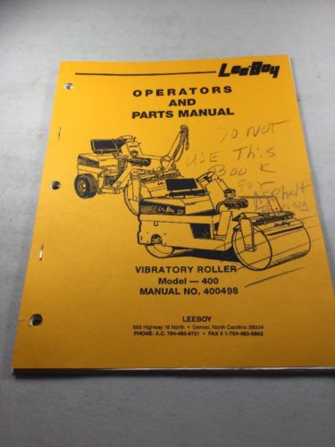 LeeBoy 400 Vibratory Roller Operation & Parts Manual Book