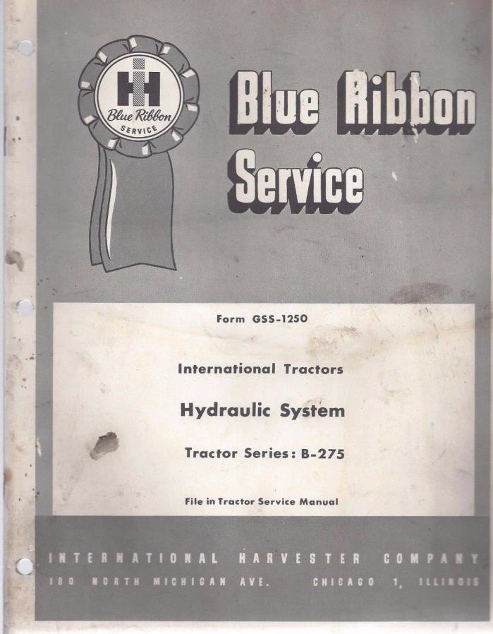 International Harvester blue Ribbon Service Manual Hydraulic System