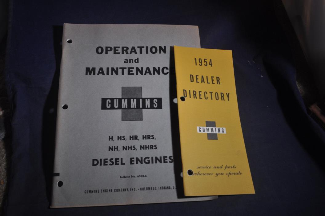 1953 Cummins Operatons & Maintenance Book NH/NHS/NHRS Diesel Engines