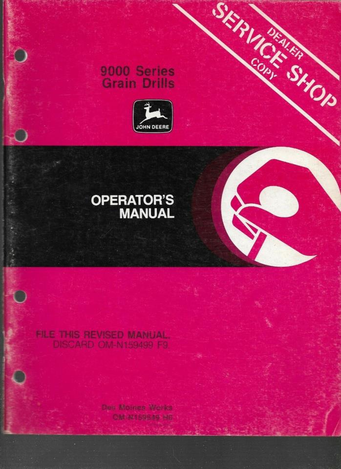 John Deere 9000 Series Grain Drills Service Shop Operator's Manual