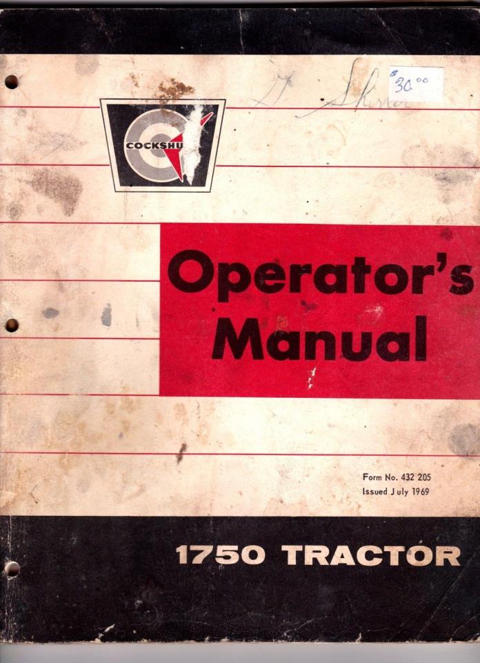 Cockshutt 1750 Tractor Operators Manual Form No. 432-205 wolc5