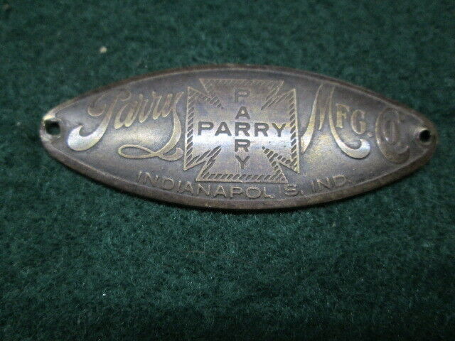 Parry Mfg Co Brass Tag Antique Farm Wagon Indianapolis IND.