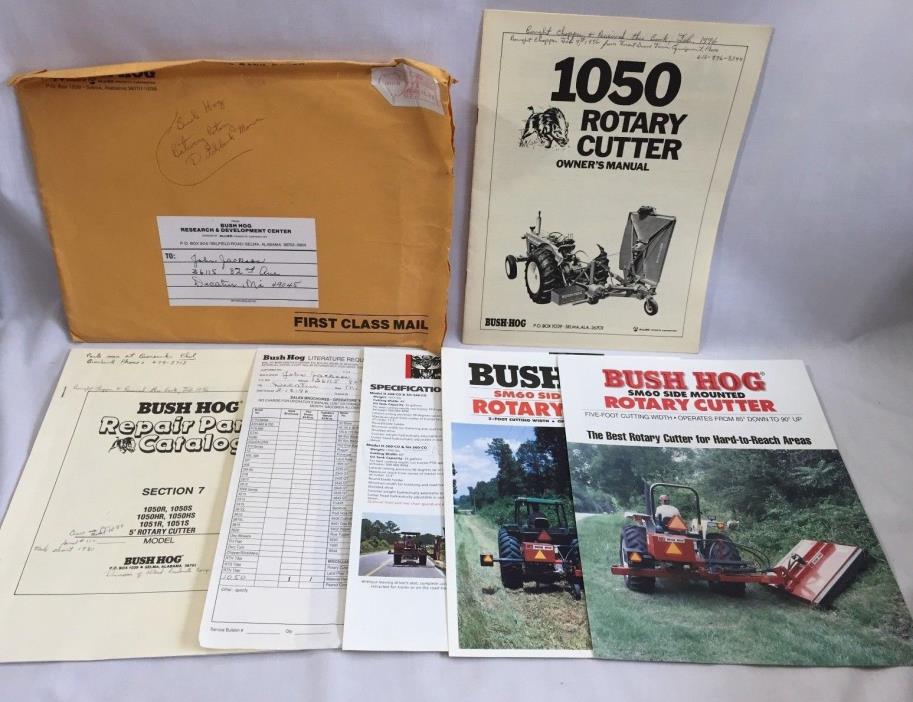 1996 Bush Hog Ditch Bank Rotary Mower Owners Manual Parts Catalog Brochures