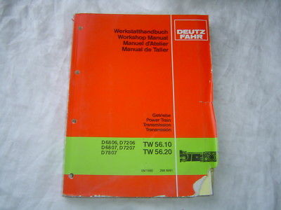 Deutz D 6806 6807 7206 7807 TW 56 tractor transmission workshop service manual