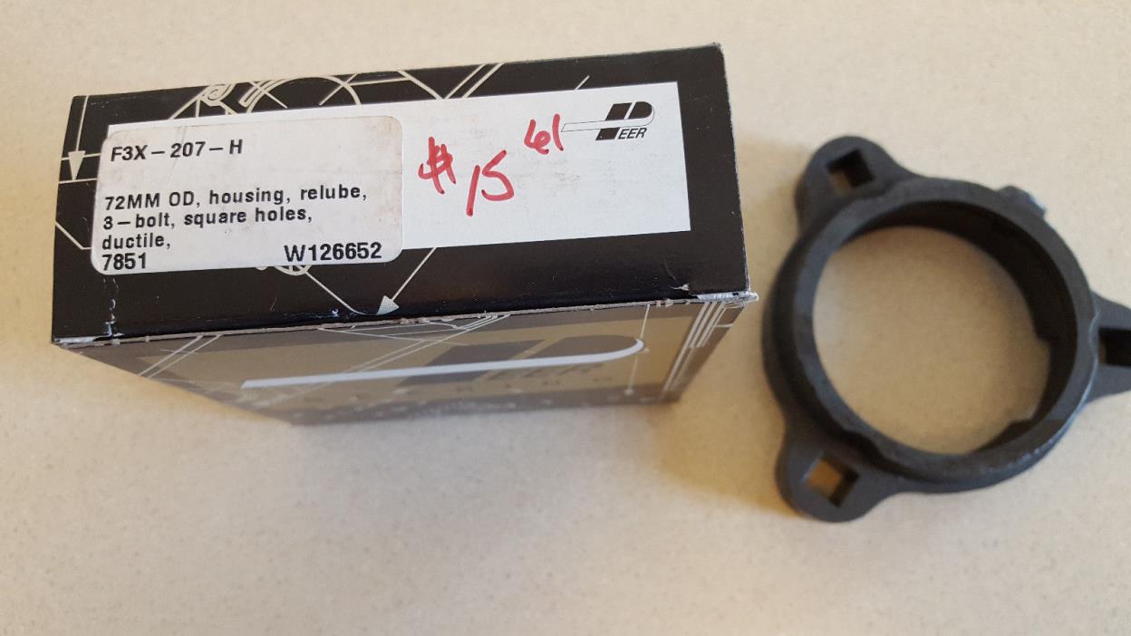 Peer F3X - 207 - H - 3 bolt square hole bearing housing NIB