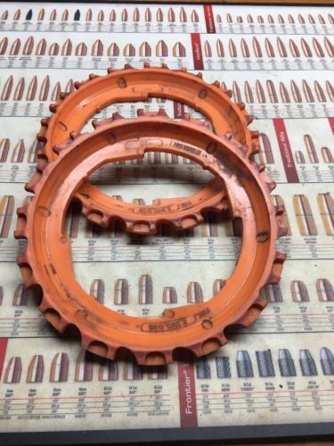 2 John Deere B1-16 Lustran Orange Plastic Planter Seed Plates Garden Art Farm