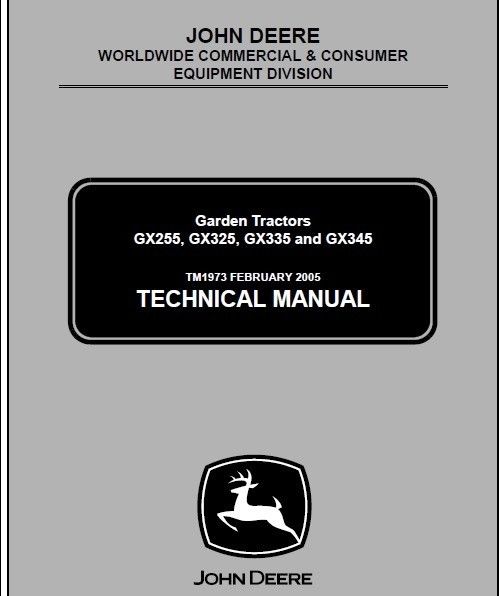 John Deere GX255 GX325 GX335 GX345  Tractor Technical  Repair Manual TM1973 CD