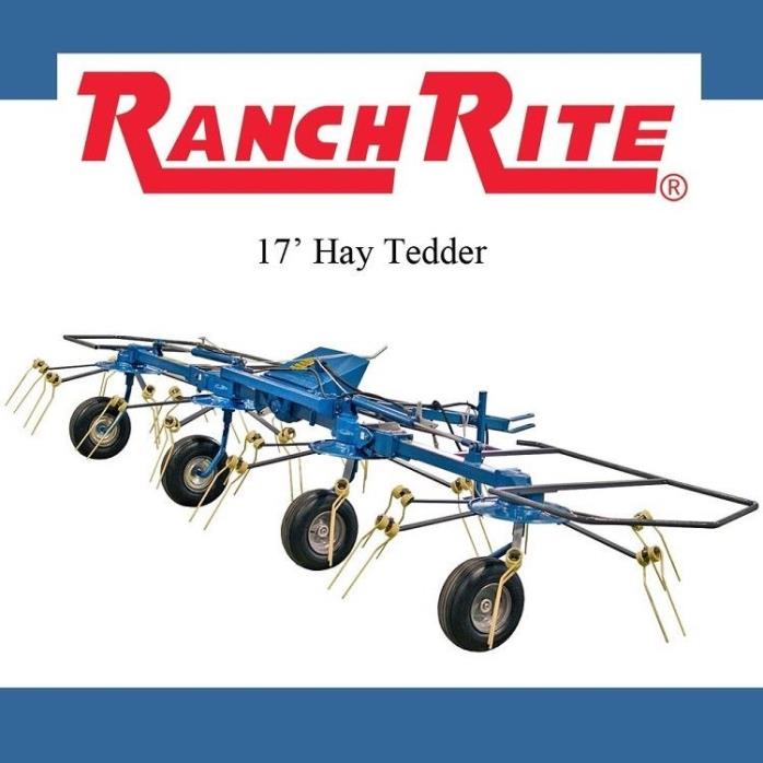 Ranch Rite Hay Tedder Pull Type 4 Rotor Hay Tedder, 17' Working Width with PTO