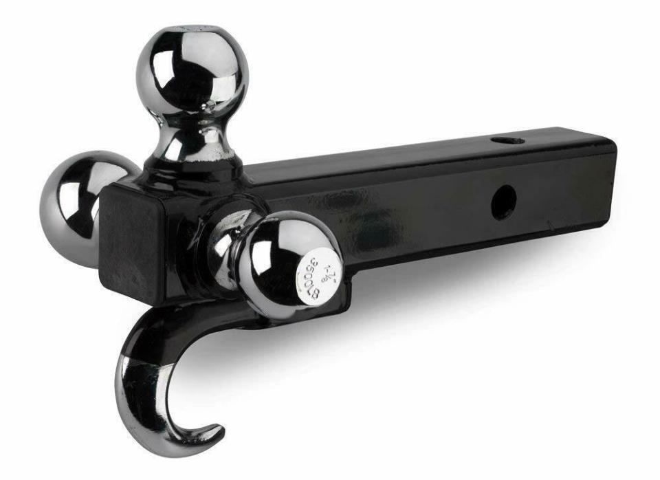 4 IN 1 STEEL TRAILER HITCH AND TRIPLE BALL MOUNT HOOK 1 7/8'',2'',2 5/16'' BALL