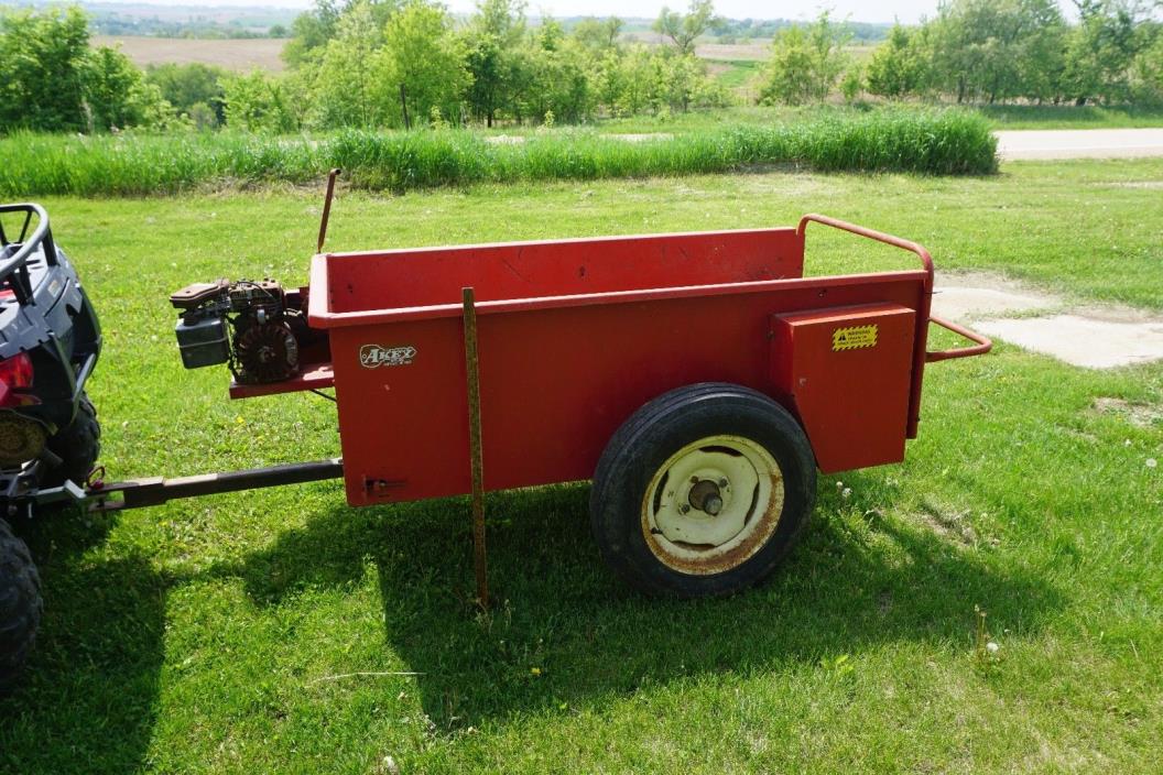 USED COMPACT ATV HOBBY FARM MANURE SPREADER BY AKEY GAS ENGINE POWERED TO REPAIR