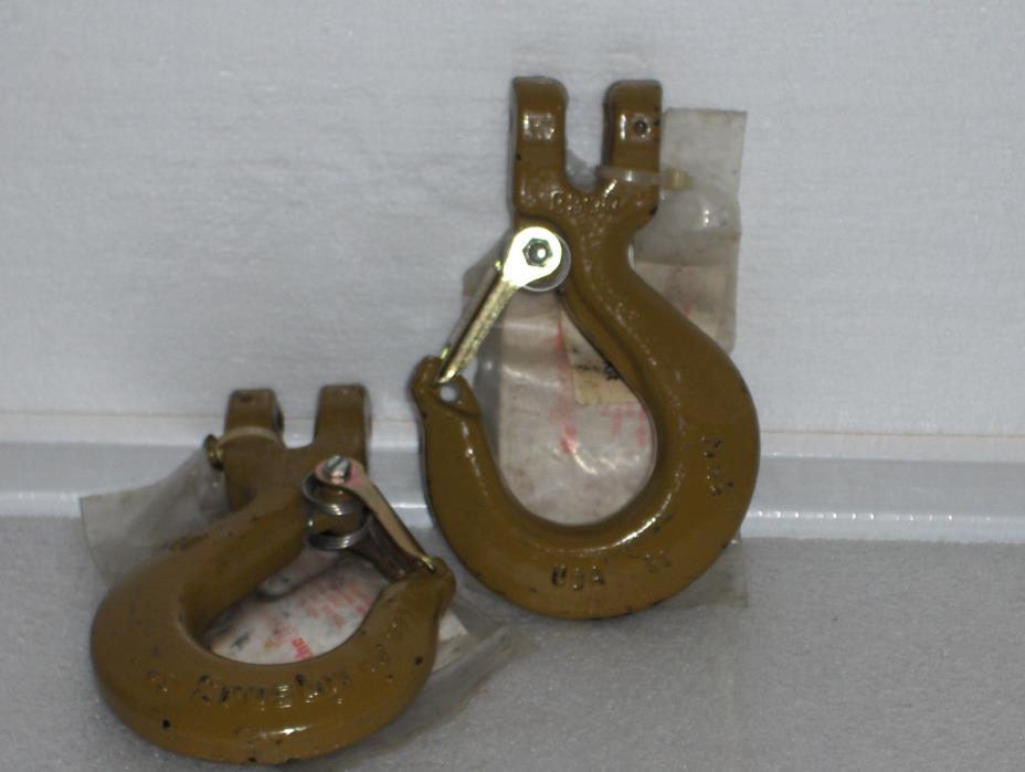 (2) CROSBY GR-80 Steel 339N  3/8 10 Clevis Sling Hook, with latch