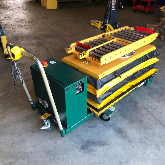 TITAN Electric Lift Table Roller Deck Mold Change Cart - 2000 Lbs Cap. Hydraulic