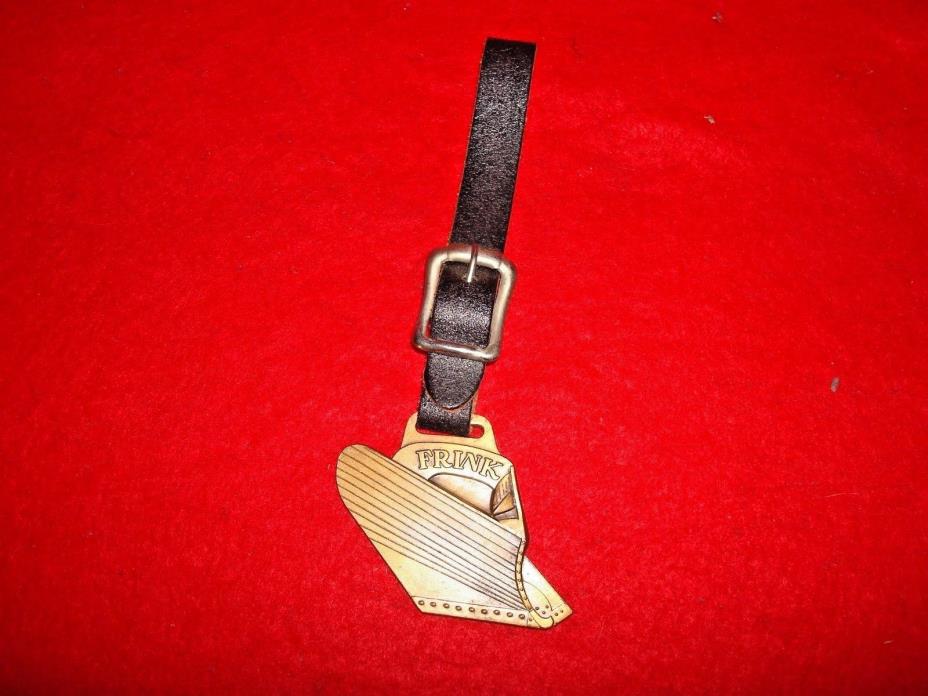 Vintage Frink Snow Plow Watch FOB (Brass & Leather)