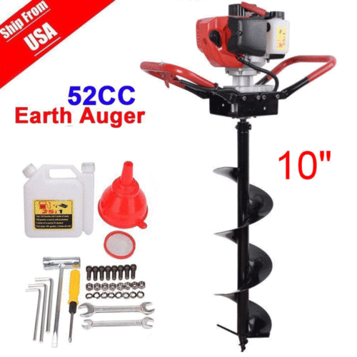 52CC Power Engine Gas Post Hole Digger Earth Auger 10