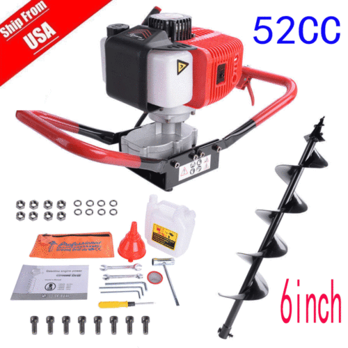 52CC Power Engine Gas Post Hole Digger Earth Auger 6