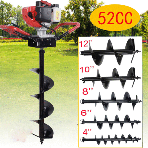 52CC Power Engine Gas Post Hole Digger Earth Auger 4