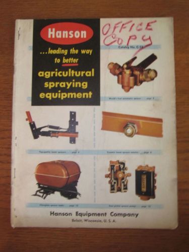 Vintage HANSON Equipment CATALOG #C-58 plus FPO-4 Piston Pump Parts LIST (M97)