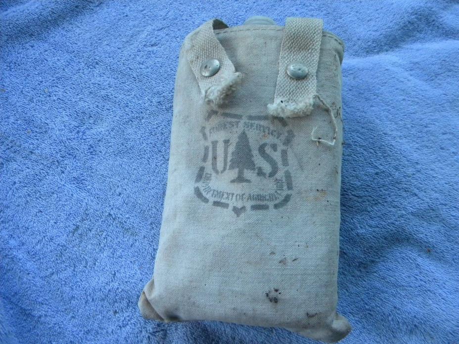 marked Forest Service vintage belt canteen found at Bohannon Lookout in Montana