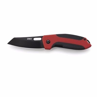 NEW Crkt Sketch Folder 2.77 Black Plain Red And Black Handle 2430