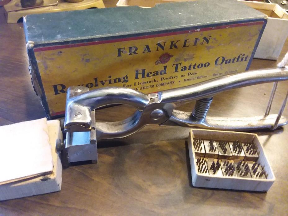 Vintage Franklin Revolving Head Tatoo Set with Box Nice