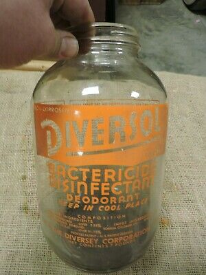 Vintage Diversol Dairy Farm Veterinary Glass Jar, Disinfectant, Medicine, (VAX)