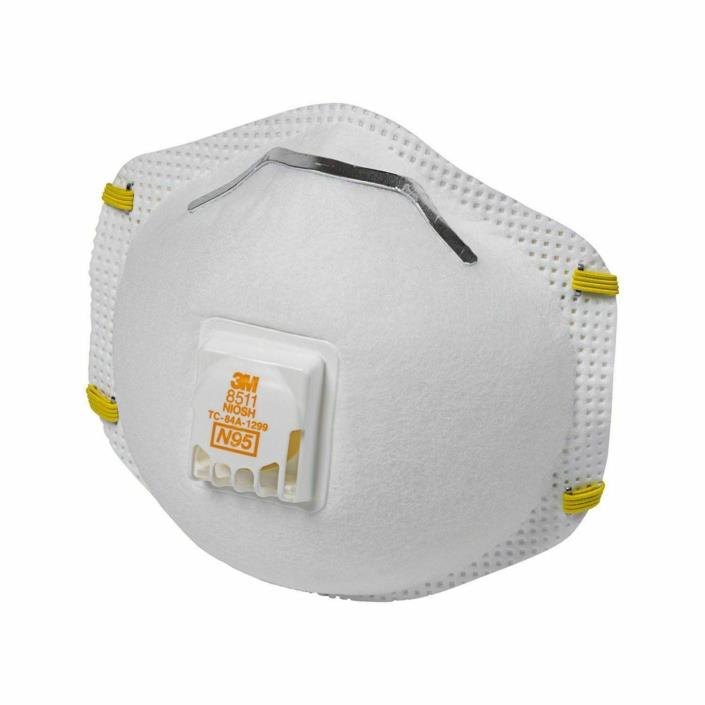 3M Respirator 8511 Dust Mask N95 10 Count Cool Flow Valve M Shaped Nose (Box 6)