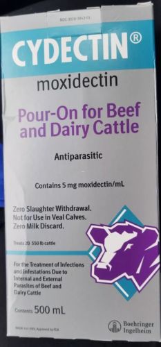 Cydectin Pour On 500ml Beef & Dairy Cattle Dewormer Lice Control moxidectin