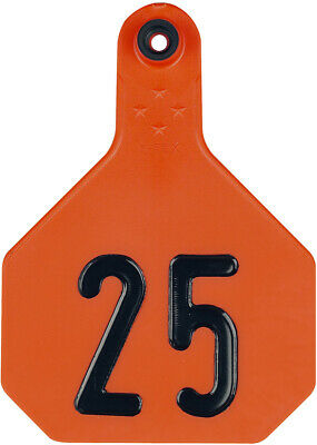 Y-Tex 4 Star Large Cattle Ear Tags Orange Numbered 76-100