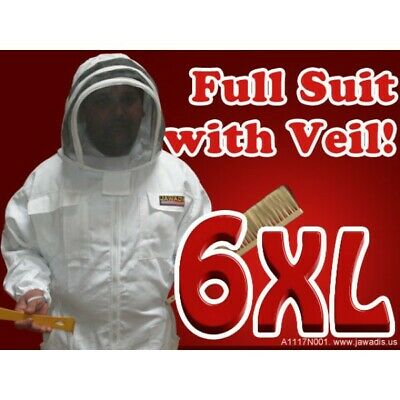 Big 5XL White Best Full BeeKeeping Suit with Fencing Style Veil, FREE Carry Case