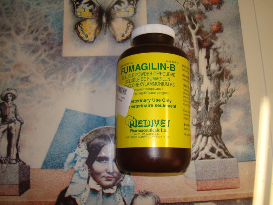 Fumagilin-B 454 gram   1 lB bottle combats Nosema disease of Bees.  exp 03/2020