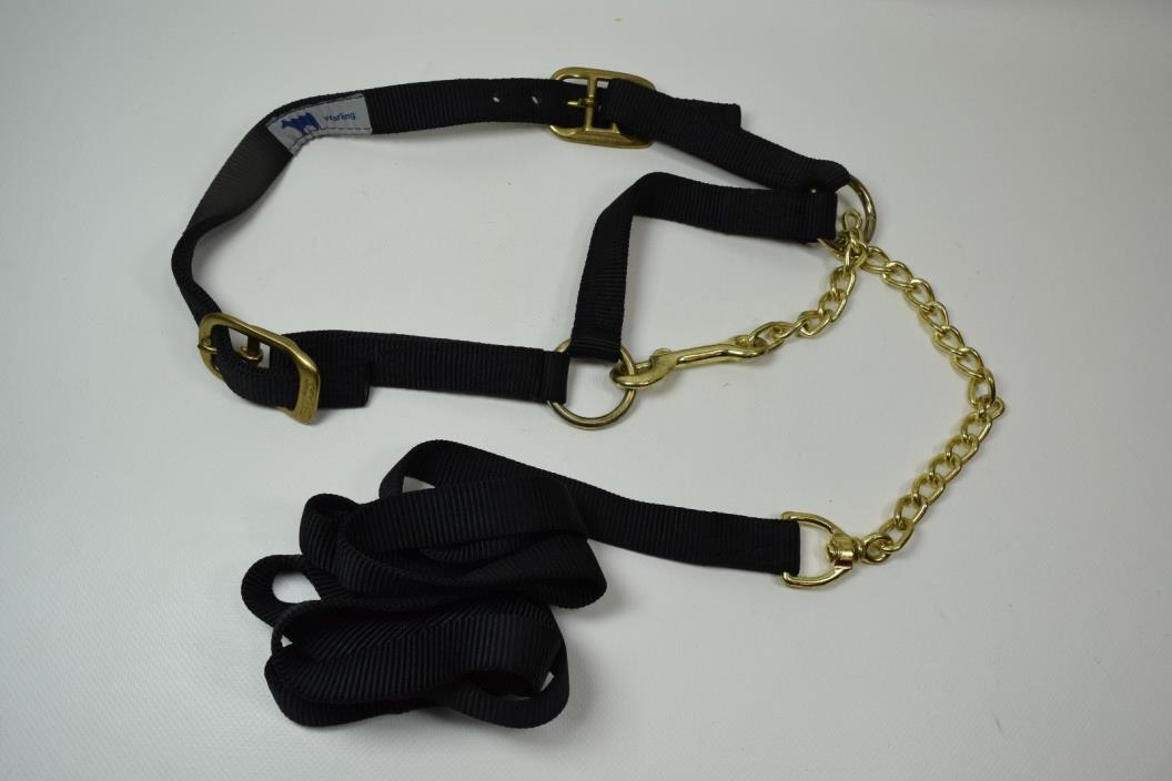 CALF/HORSE/HEIFER HALTER; BY HAMILTON; WITH 7' NYLON LEAD
