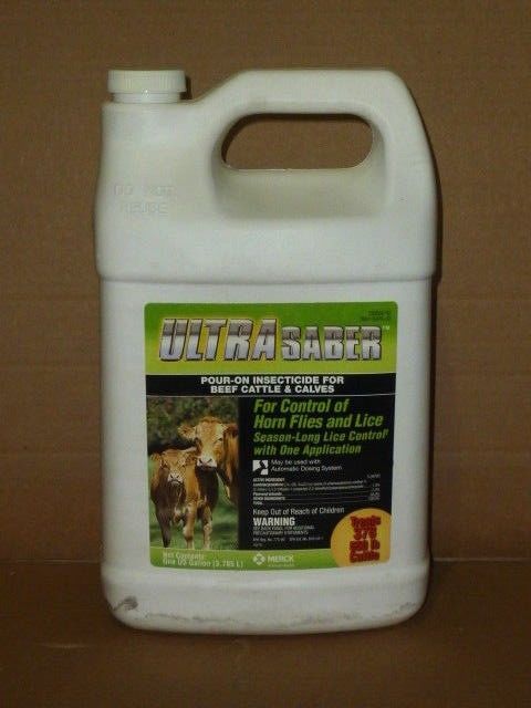 Ultra Saber Insecticide Pour-On Beef Cattle Calves Horn Flies Lice 1 Gallon gal