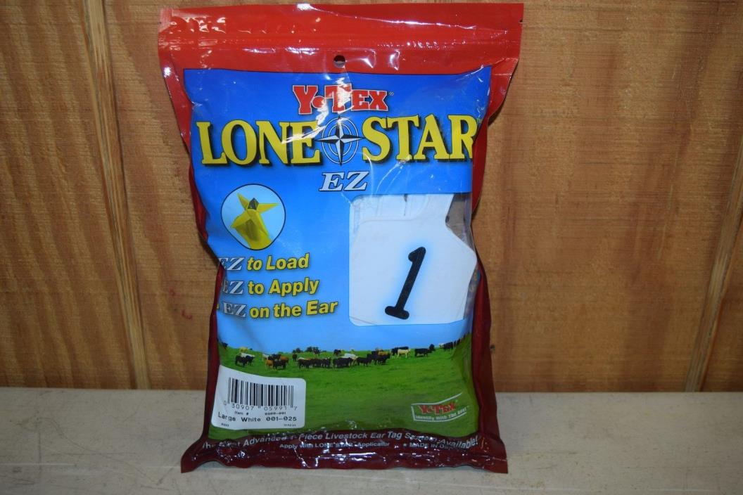 Y-Tex Lone Star Large White Ear Tags #1-25