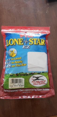 Y-Tex Large 4 LONE STAR Cattle Ear Tags WHITE