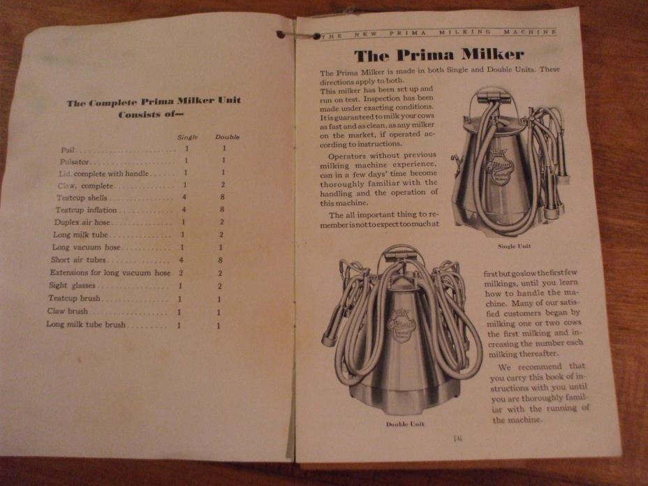 Vintage Prima Milking Machine 1944 Service Manual Tags Care Sears Roebuck & Co