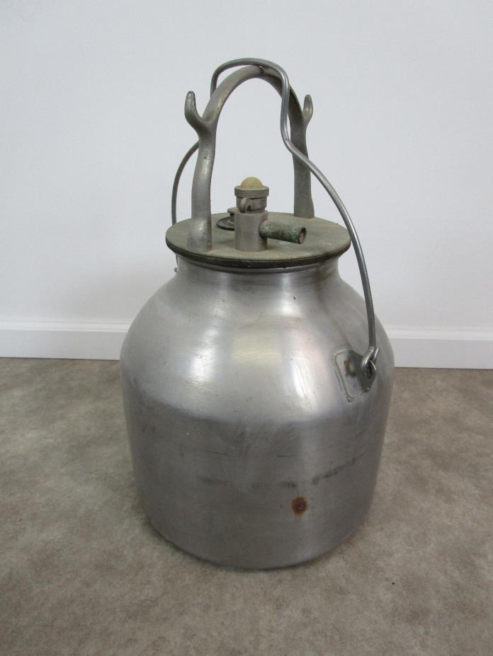 Vintage Stainless Steel Milk Can w Lid Bucket 5 Gallon Farm Dairy Decor