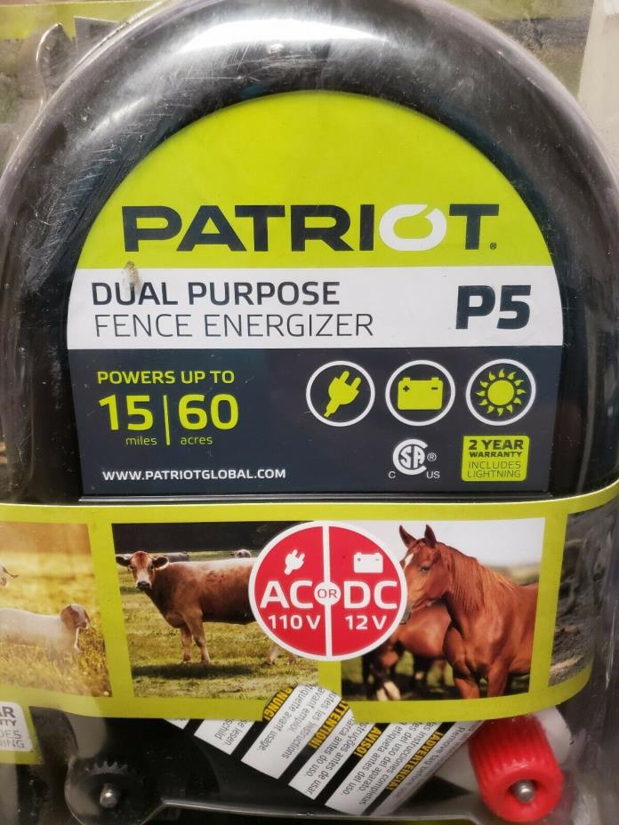 Patriot P5 Dual Purpose Electric Fence Energizer, 0.50 Joule, New, Free Shipping
